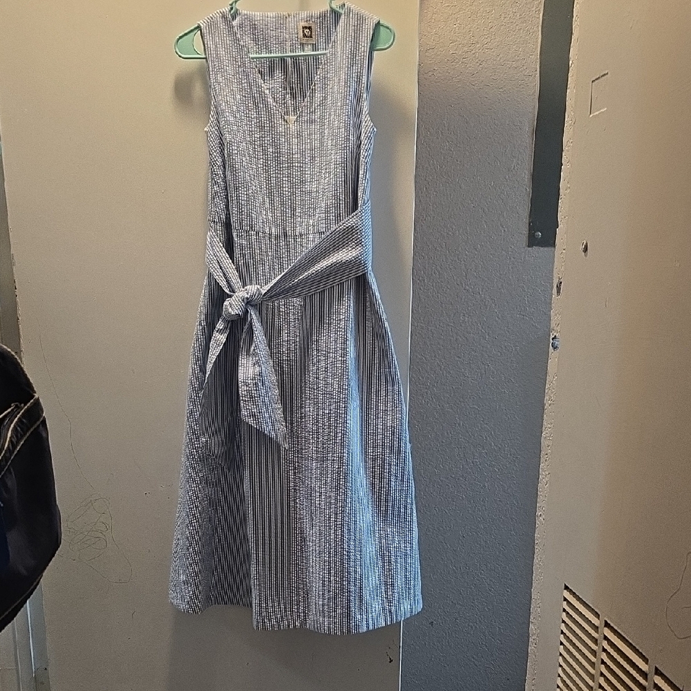 Anne Klein Blue and White Striped Dress
